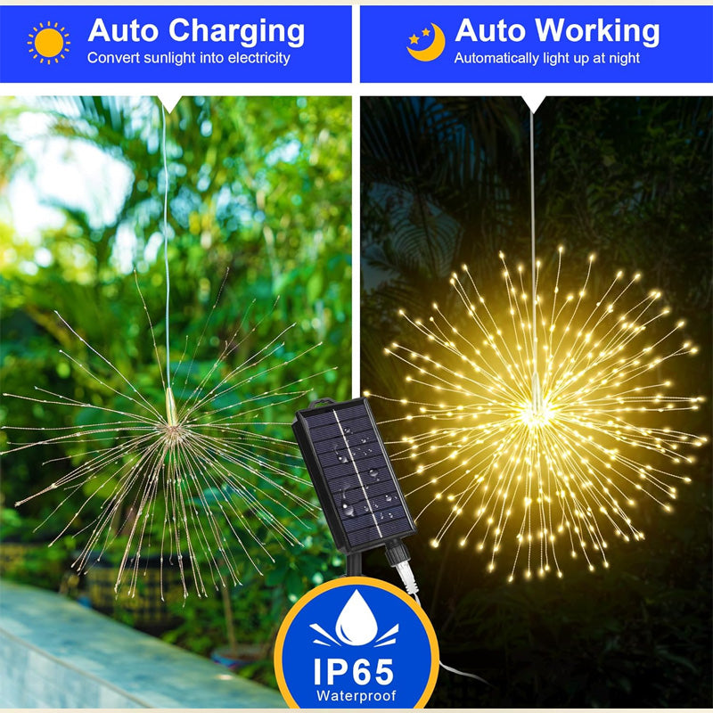 ⚡Solar-Feuerwerks-Strumpflicht für Garten und Parties