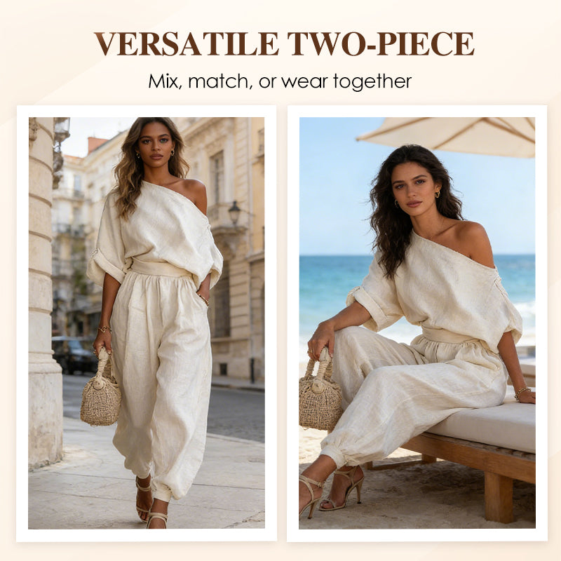 Asymmetrisches One-Shoulder-Oberteil und Hose für Damen
