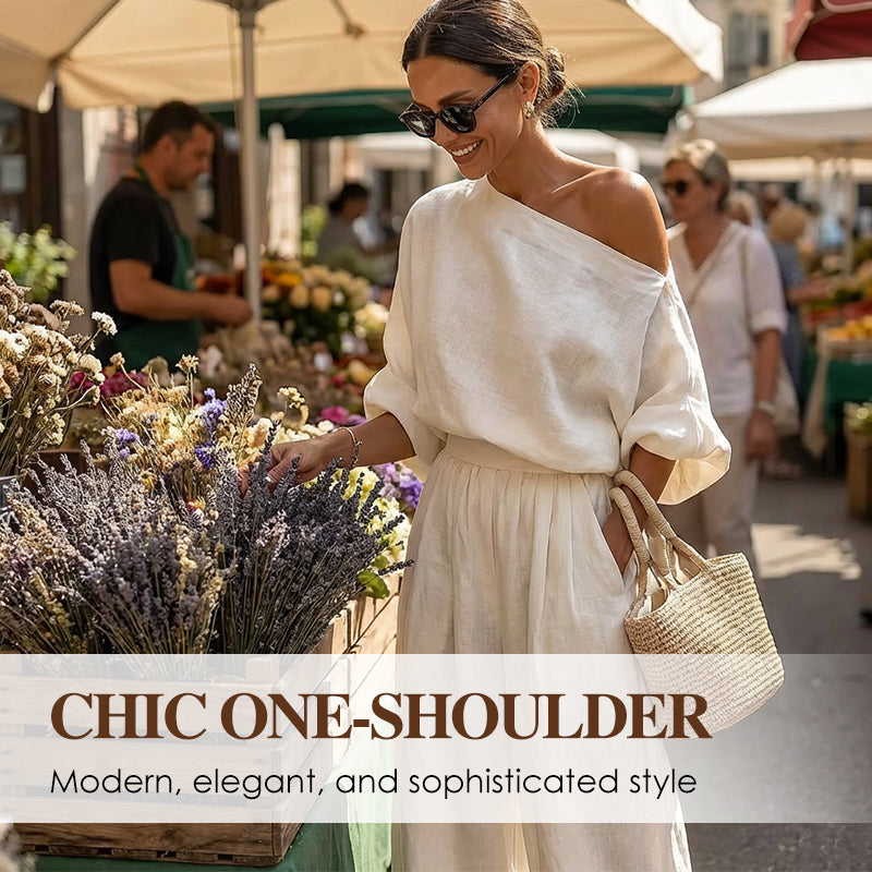 Asymmetrisches One-Shoulder-Oberteil und Hose für Damen