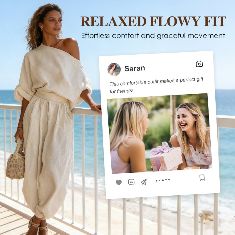 Asymmetrisches One-Shoulder-Oberteil und Hose für Damen