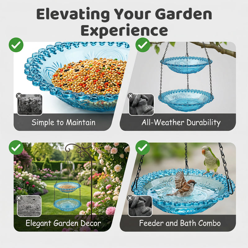 🐦 ⏳ Hängende Futterstation & Vogeltränke im Vintage-Stil – 2-in-1 Design, Wetterfest & Perfekt für den Garten 🌿