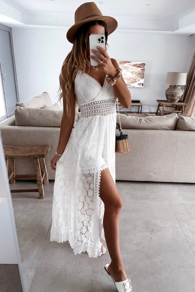 ✨Damen Boho Spitze Jumpsuit – Mit Sicherer Unterrock & Atmungsaktiver Baumwolle, Perfekter Sitz für Sommer