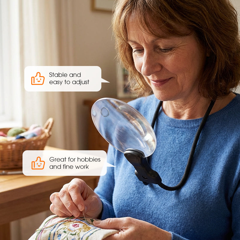🔍✨ 5-fache Freisprech-Lupe – LED-Beleuchtung, Einstellbarer Kopfriemen & Perfekt für Basteln & Lesen 📚