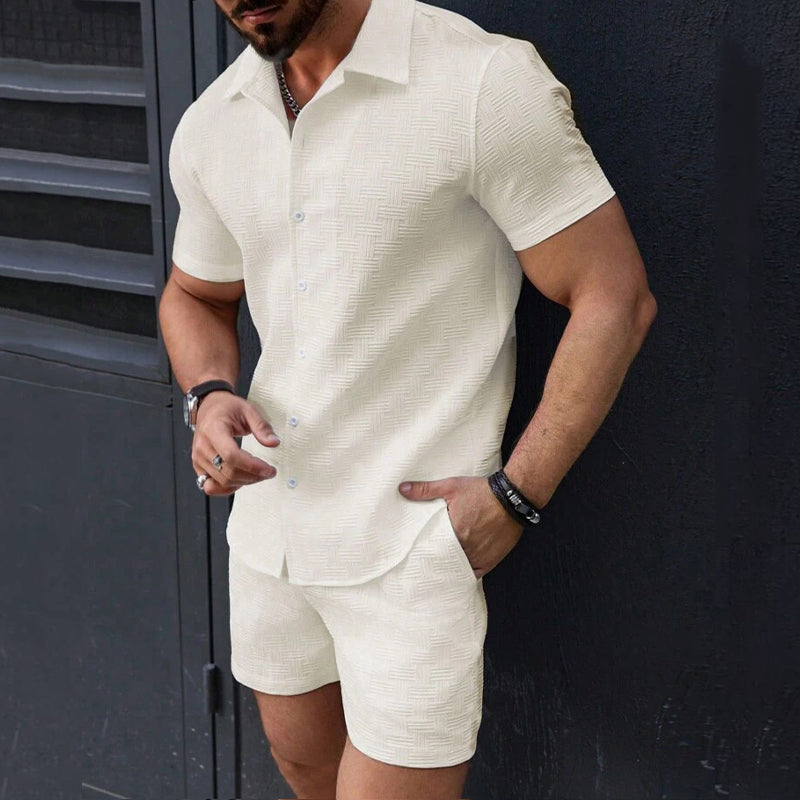 📢📢50% RABATT !!!⏰Herrenhemd- und Shorts-Set