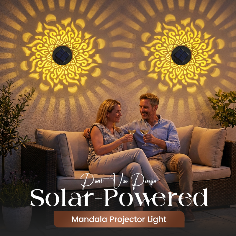 🌞  🌀 Solar Mandala Light – Stunning Pattern Projection, 2-in-1 Floor & Wall Design & IP65 Waterproof Auto On/Off 🌿