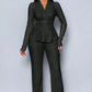 💎 60% RABATT! 💎 2-teiliges Peplum-Set für Damen – Crossover-V-Ausschnitt, Wickel-Taille & Strukturierter Stoff (Schwarz, Apricot, Braun | S–XL) 👗✨