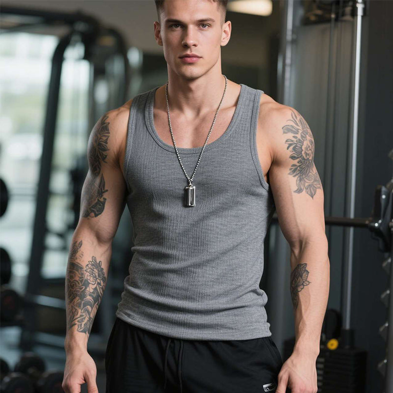 🔥50 % Rabatt🔥Ärmelloses Herren Shirt aus schwerer Baumwolle – Rippstrick-Tanktop für Sport, Freizeit & als Unterwäsche 🏃🏋️
