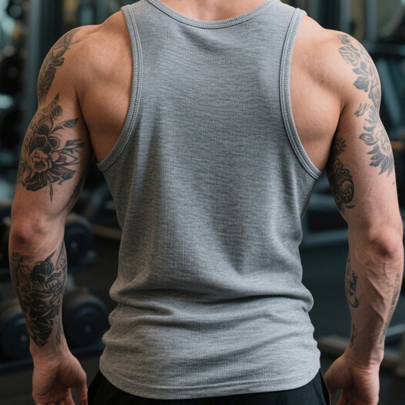🔥50 % Rabatt🔥Ärmelloses Herren Shirt aus schwerer Baumwolle – Rippstrick-Tanktop für Sport, Freizeit & als Unterwäsche 🏃🏋️