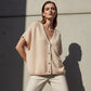 🌞Frühlingserwachen: 50% Rabatt!🦋Damen Leichte Kurzarm Strickjacke – Fledermausärmel & V-Ausschnitt, Vielseitig für Frühling & Herbst