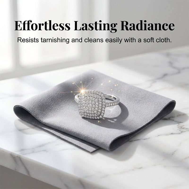 💍 50% RABATT! ✨ Brillanter Doppel-Halo Quadratring für Damen – Funkelndes Design, Goldfinish & Perfekt für Besondere Anlässe 🌟