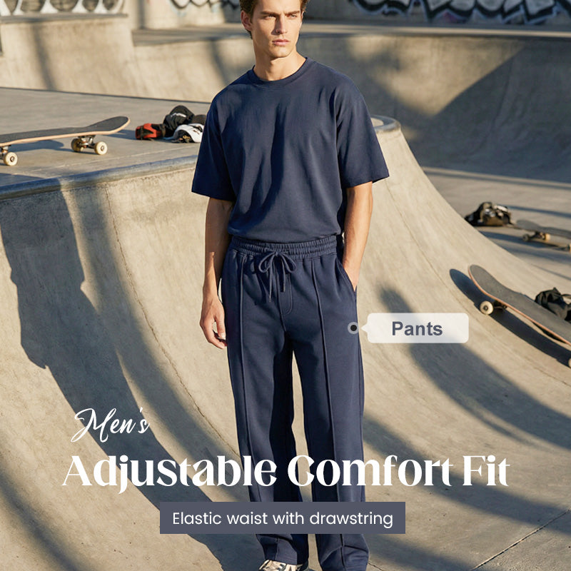 🛒 54 % Rabatt 👖Herrenhose mit elastischem Bund und Kordelzug, gerader Schnitt