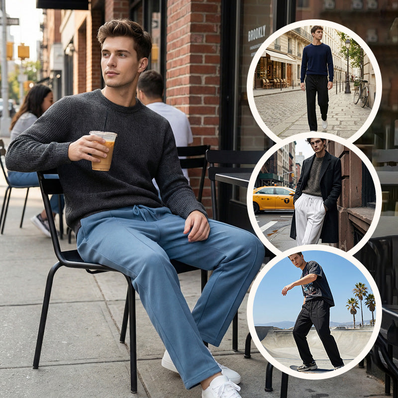 🛒 54 % Rabatt 👖Herrenhose mit elastischem Bund und Kordelzug, gerader Schnitt
