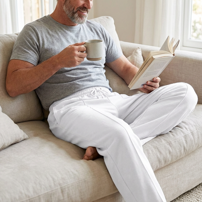 🛒 54 % Rabatt 👖Herrenhose mit elastischem Bund und Kordelzug, gerader Schnitt