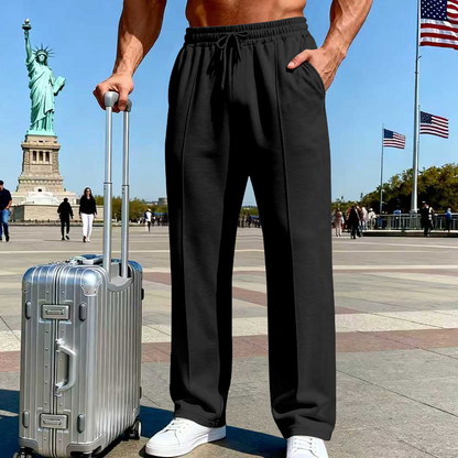 🛒 54 % Rabatt 👖Herrenhose mit elastischem Bund und Kordelzug, gerader Schnitt