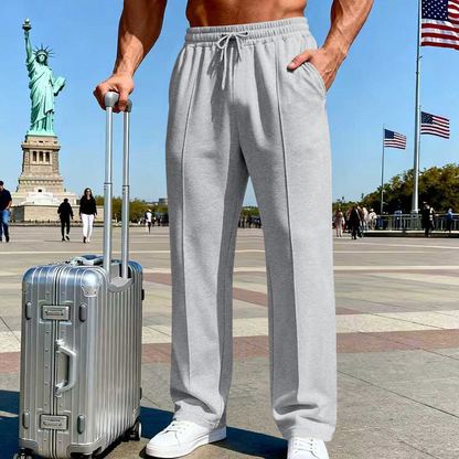 🛒 54 % Rabatt 👖Herrenhose mit elastischem Bund und Kordelzug, gerader Schnitt