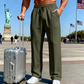 🛒 54 % Rabatt 👖Herrenhose mit elastischem Bund und Kordelzug, gerader Schnitt