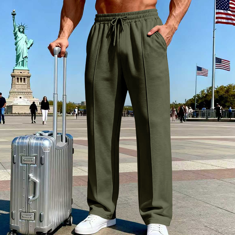 🛒 54 % Rabatt 👖Herrenhose mit elastischem Bund und Kordelzug, gerader Schnitt
