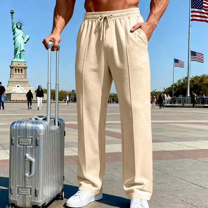 🛒 54 % Rabatt 👖Herrenhose mit elastischem Bund und Kordelzug, gerader Schnitt