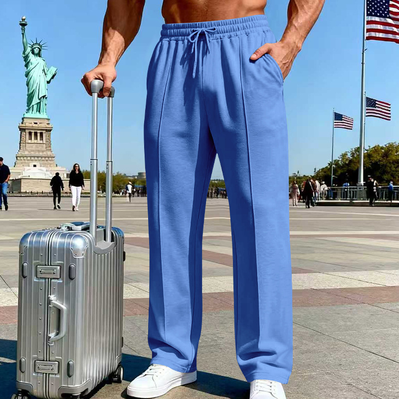 🛒 54 % Rabatt 👖Herrenhose mit elastischem Bund und Kordelzug, gerader Schnitt