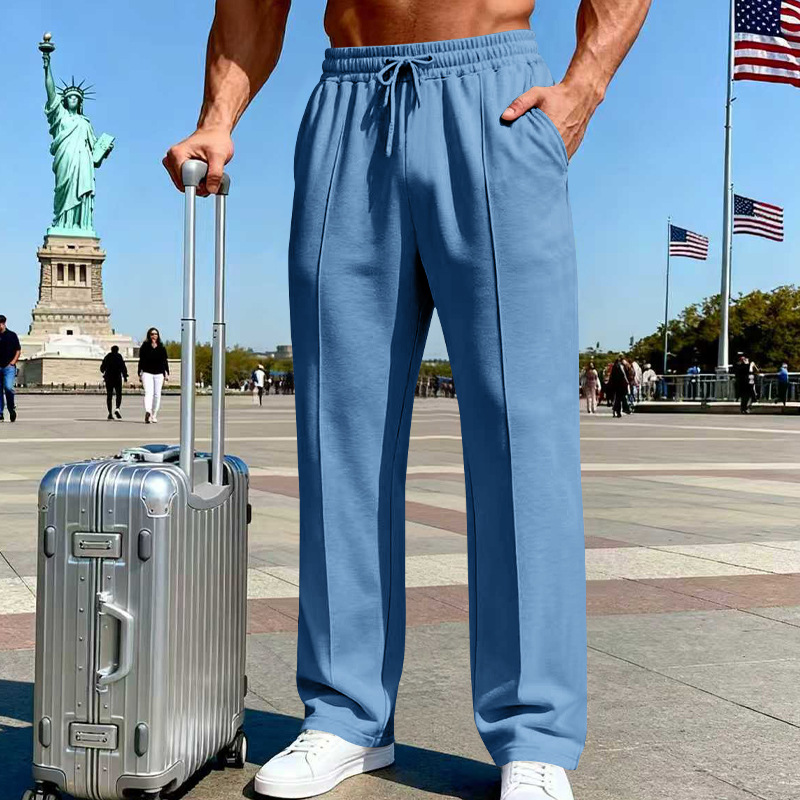 🛒 54 % Rabatt 👖Herrenhose mit elastischem Bund und Kordelzug, gerader Schnitt