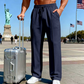 🛒 54 % Rabatt 👖Herrenhose mit elastischem Bund und Kordelzug, gerader Schnitt