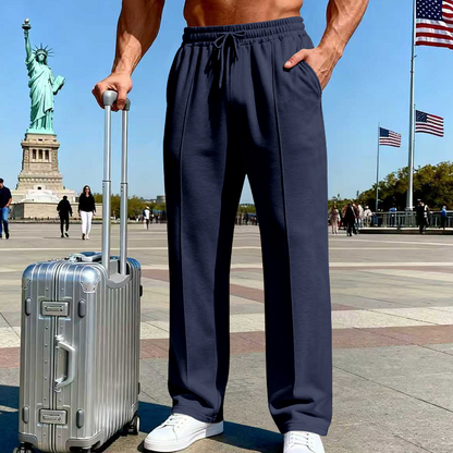 🛒 54 % Rabatt 👖Herrenhose mit elastischem Bund und Kordelzug, gerader Schnitt