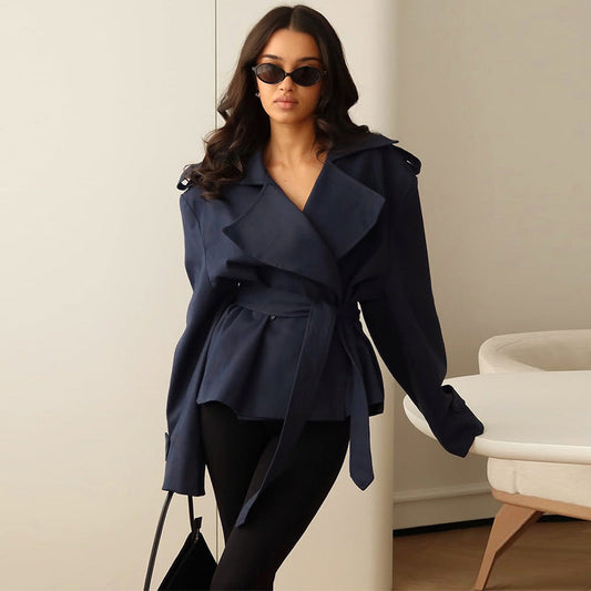 Modischer Damen Mantel mit Taillengürtel – schlanke Passform, Frühlings-Trenchcoat für das Büro 🧥🌷