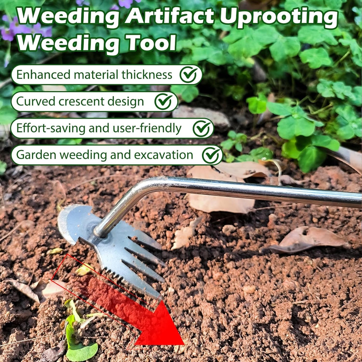 🌿🔨 Robuster Gartenhacken aus Edelstahl – Handgeführte Unkrautentfernung, ideal für Bodenlockerung und Wurzelentfernung