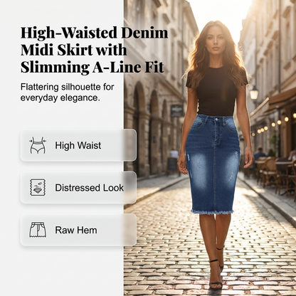 👗 50% RABATT! ✨ Damenrock aus Denim mit Hoher Taille & Ausgefranstem Saum – Trendy Look, Figurbetont & Perfekt Für Den Alltag 🌸