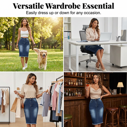 👗 50% RABATT! ✨ Damenrock aus Denim mit Hoher Taille & Ausgefranstem Saum – Trendy Look, Figurbetont & Perfekt Für Den Alltag 🌸