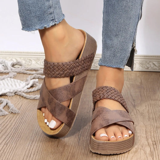 🌞✨Vegane Plateau-Sandalen mit California-Cool – Vegan Society registriert, Weich Gepolstert & Bequem