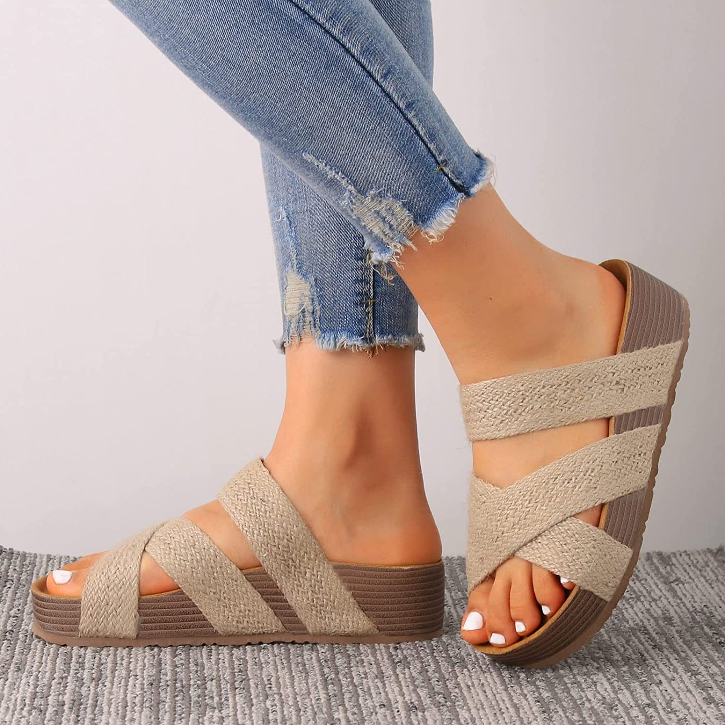 🌞✨Vegane Plateau-Sandalen mit California-Cool – Vegan Society registriert, Weich Gepolstert & Bequem