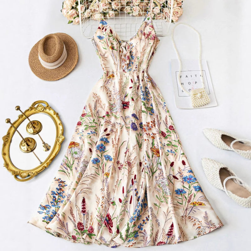 👗 55% RABATT! 🌸 Plus-Size-Midikleid mit Blumenmuster & Spaghettiträgern – Figurschmeichelnd, Leicht & Perfekt für Den Frühling 🌿