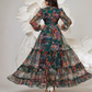 Romantisches Blumenkleid mit V-Ausschnitt und Laternenärmeln👗