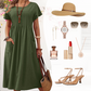 👗 50% RABATT! ✨ Faltenkleid für Damen mit Kurzen Ärmeln & Taschen – Bequem, Leicht & Perfekt für Den Sommer ☀️