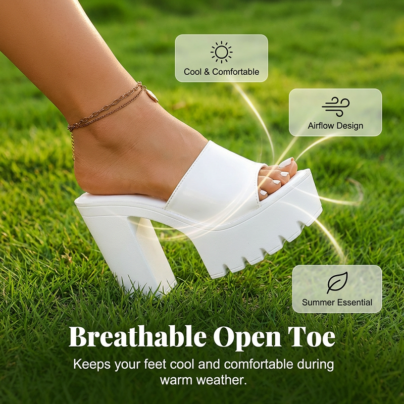 Offene Zehen-Sandalen mit Profilsohle zum Schlüpfen