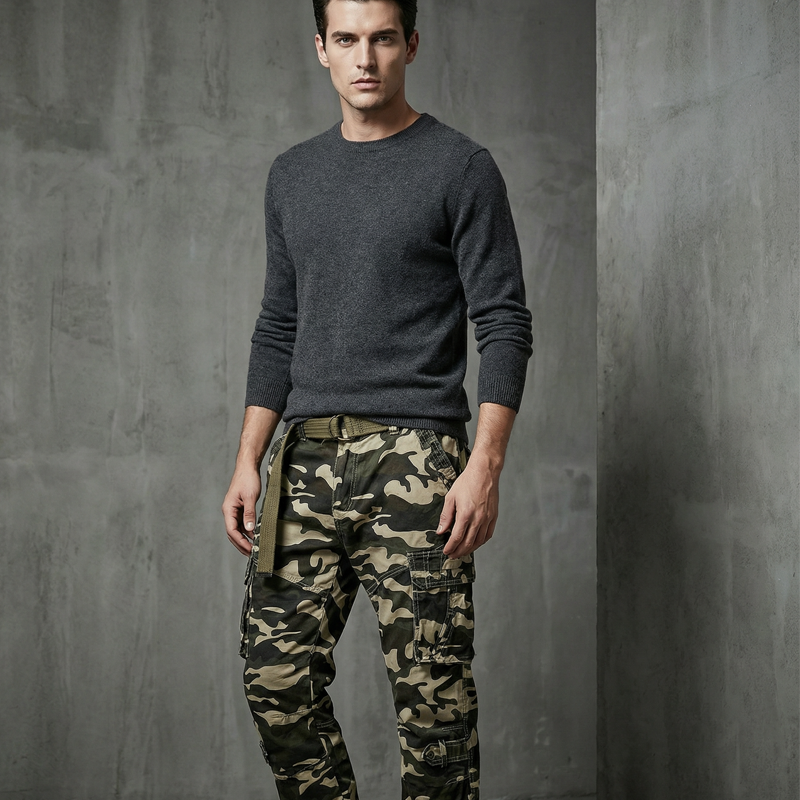 👖 55 % RABATT! 🔥 Klassische Cargohosen für Herren im Camouflage-Muster – viele Taschen, bequeme Passform & perfekt für den Outdoor-Einsatz 🏕️