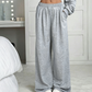 Damen-Off-Shoulder-Sweatshirt- und Wide-Leg-Hose-Set
