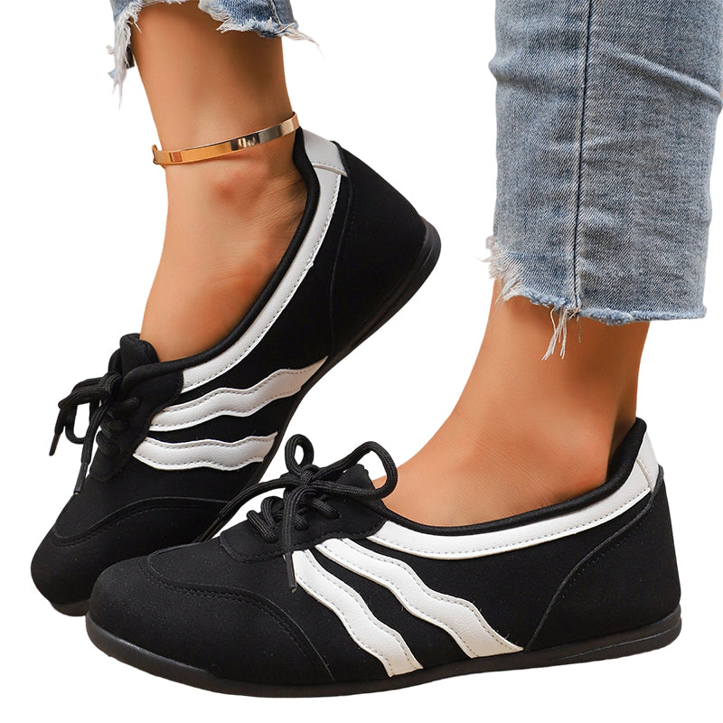 🎉Damen Retro Wave-Streifen Schnür-Sneaker