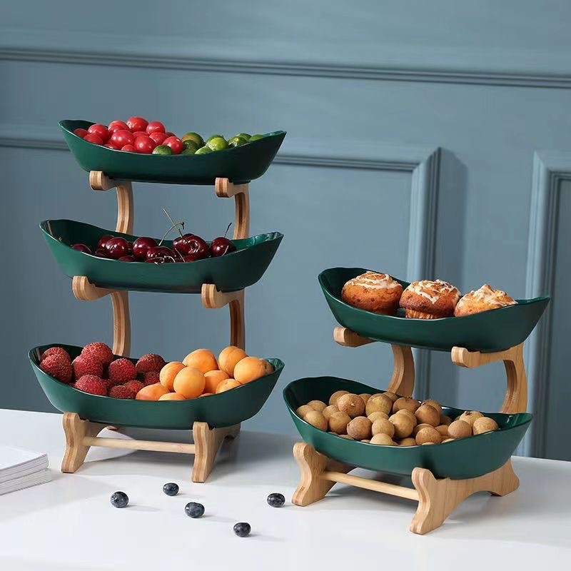 3-Schicht Obstschale mit Holzständer