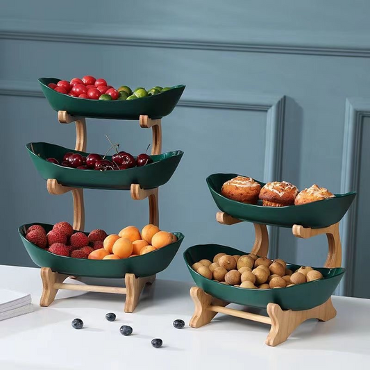 3-Schicht Obstschale mit Holzständer