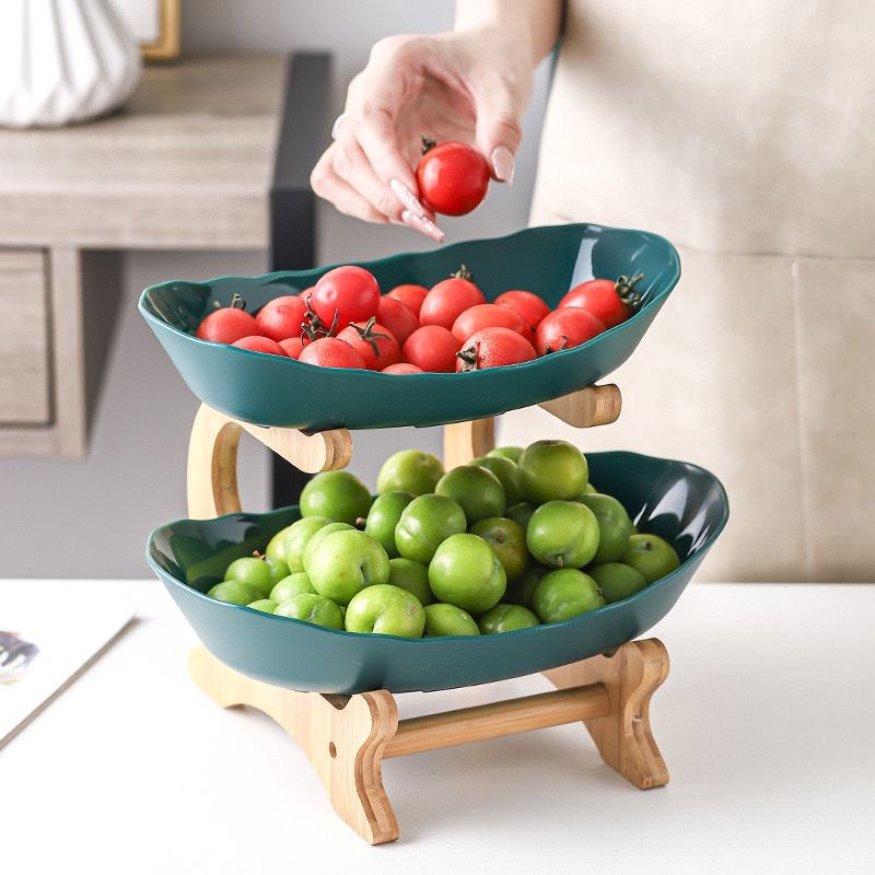 3-Schicht Obstschale mit Holzständer
