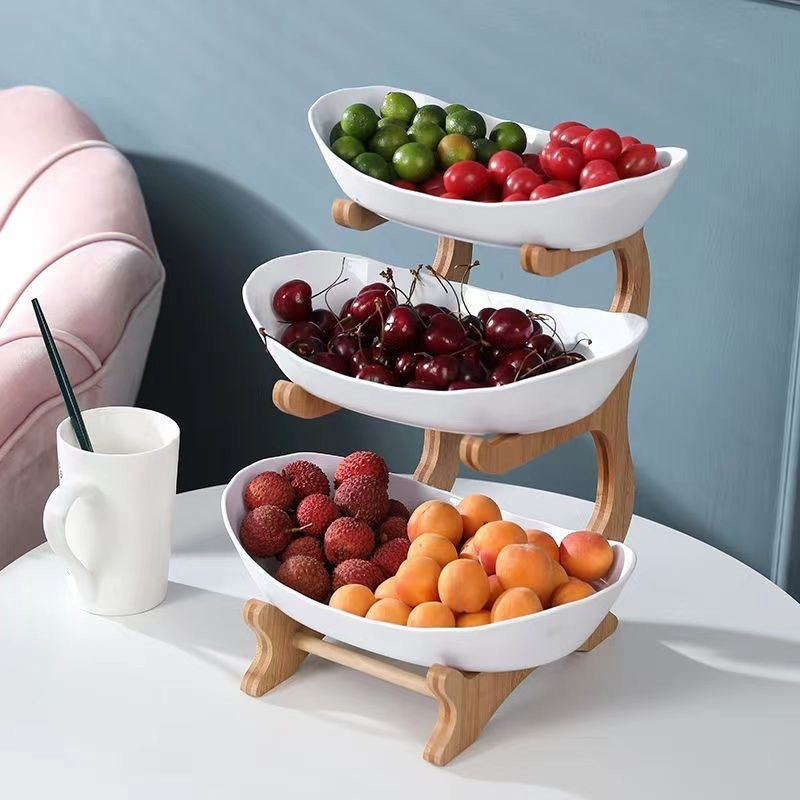 3-Schicht Obstschale mit Holzständer