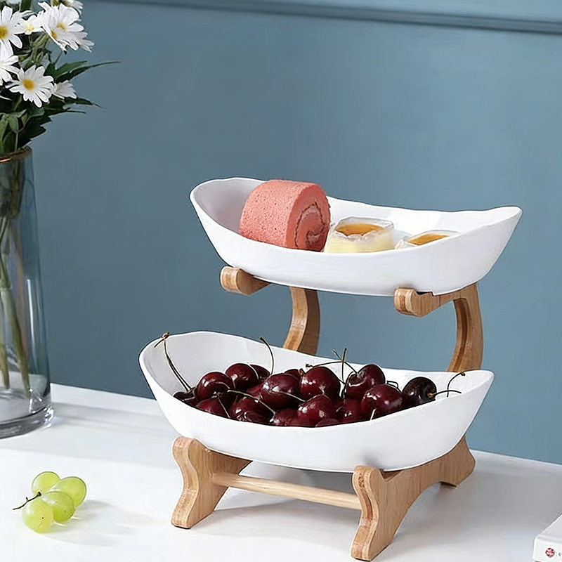 3-Schicht Obstschale mit Holzständer