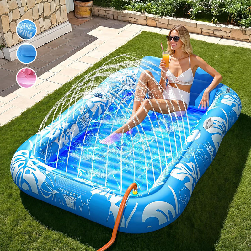 🥳 2026 HEISSER VERKAUF 🥳 💞 50K+ VERKAUFT! 😎 💦 50% RABATT! Aufblasbare Bräu-Liege – Automatische Sprühkühlung, abnehmbares Kissen, Getränkehalter, Sicherheitsgriffe. Für 2 Erwachsene (158 kg). Ideal für Garten & Strand! 🏖️ 🌞