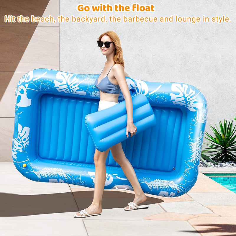 🏊 58% RABATT! 🥳 Aufblasbare Bräu-Liege – Automatische Sprühkühlung & abnehmbares Kissen – Getränkehalter & Sicherheitsgriffe – perfekt für Garten, Pool oder Strand – ideal für zwei Erwachsene 💦