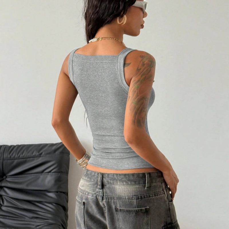 Rippen-Tanktop für Frauen mit verstellbarem Bügelverschluss