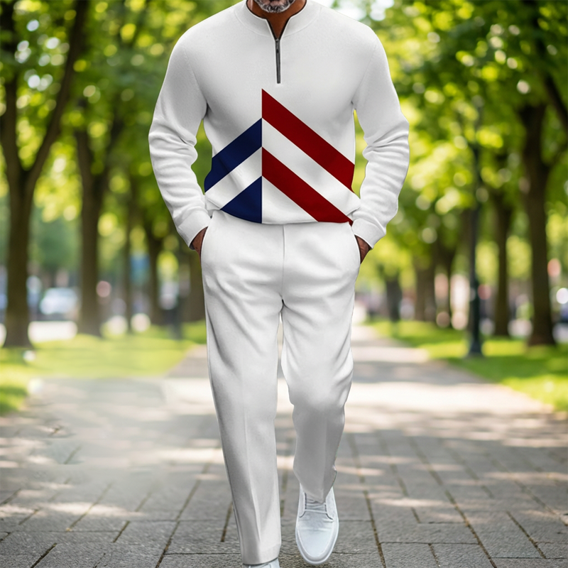 🔥 Trainingsanzug für Herren mit Halbem Reißverschluss & Farbblock-Design – Moderner Look, Bequeme Passform & Perfekt Für Sport & Freizeit 👖
