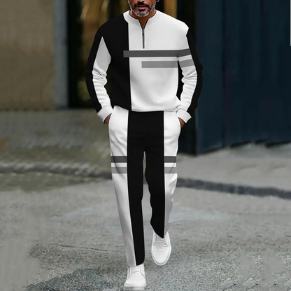🔥 Trainingsanzug für Herren mit Halbem Reißverschluss & Farbblock-Design – Moderner Look, Bequeme Passform & Perfekt Für Sport & Freizeit 👖