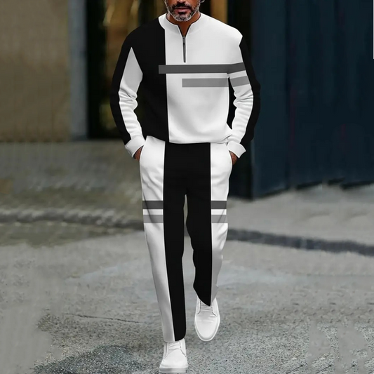 🔥 Trainingsanzug für Herren mit Halbem Reißverschluss & Farbblock-Design – Moderner Look, Bequeme Passform & Perfekt Für Sport & Freizeit 👖